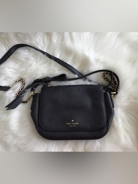 kate spade Black Pebbled Leather Crossbody with Chain Strap